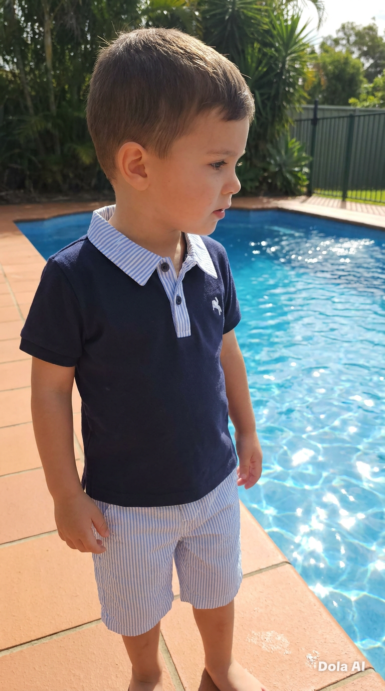 Boys Summer T-Shirt & Shorts Set- Sky & Navy Blue- Ages 1 to 5 Years