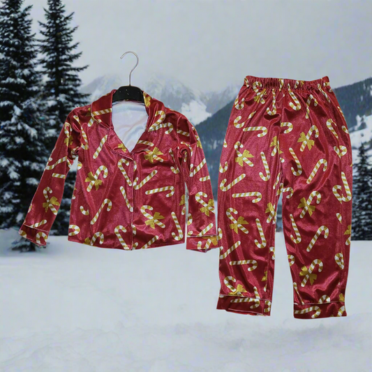 boys red candy cane pyjamas