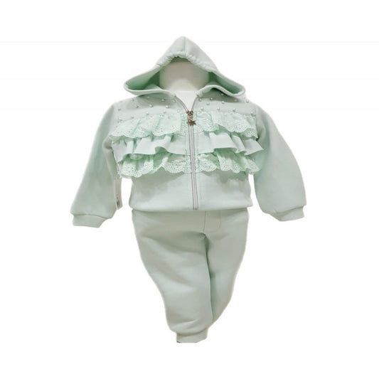 girls hooded smart tracksuit mint green
