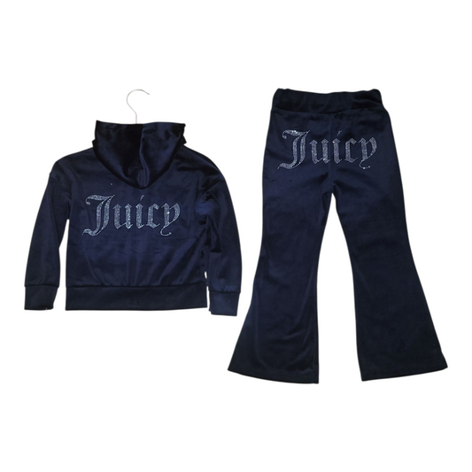 girls juicy navy blue lounge wear set back