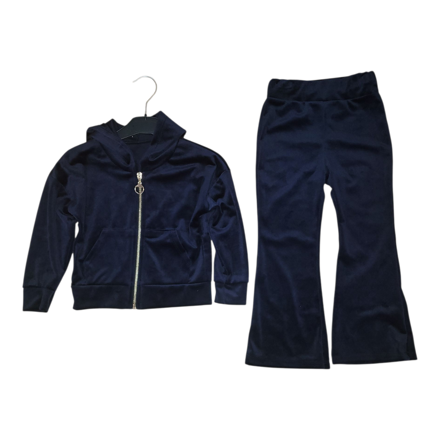 girls juicy navy blue lounge wear set front view