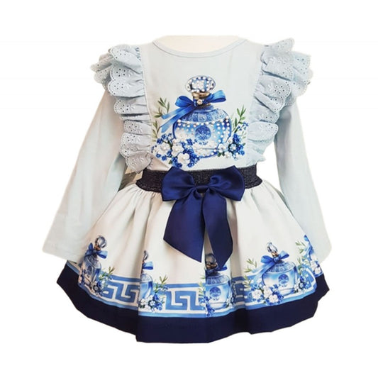 girls neon skirt set blue