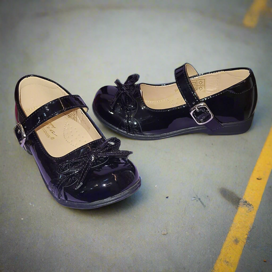 girls black patent school shoes