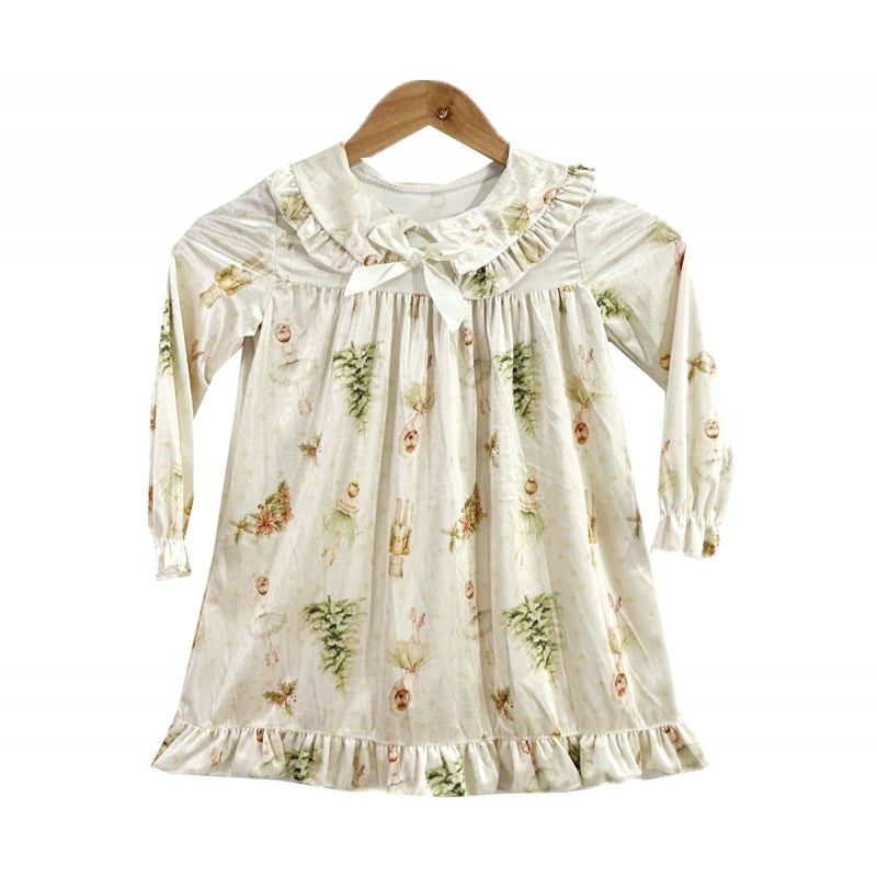 Girls Christmas Nighty- Red or Beige- Ages 2 to 12 Years