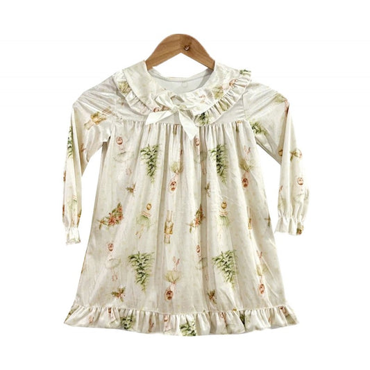 Girls Christmas Nighty- Red or Beige- Ages 2 to 12 Years