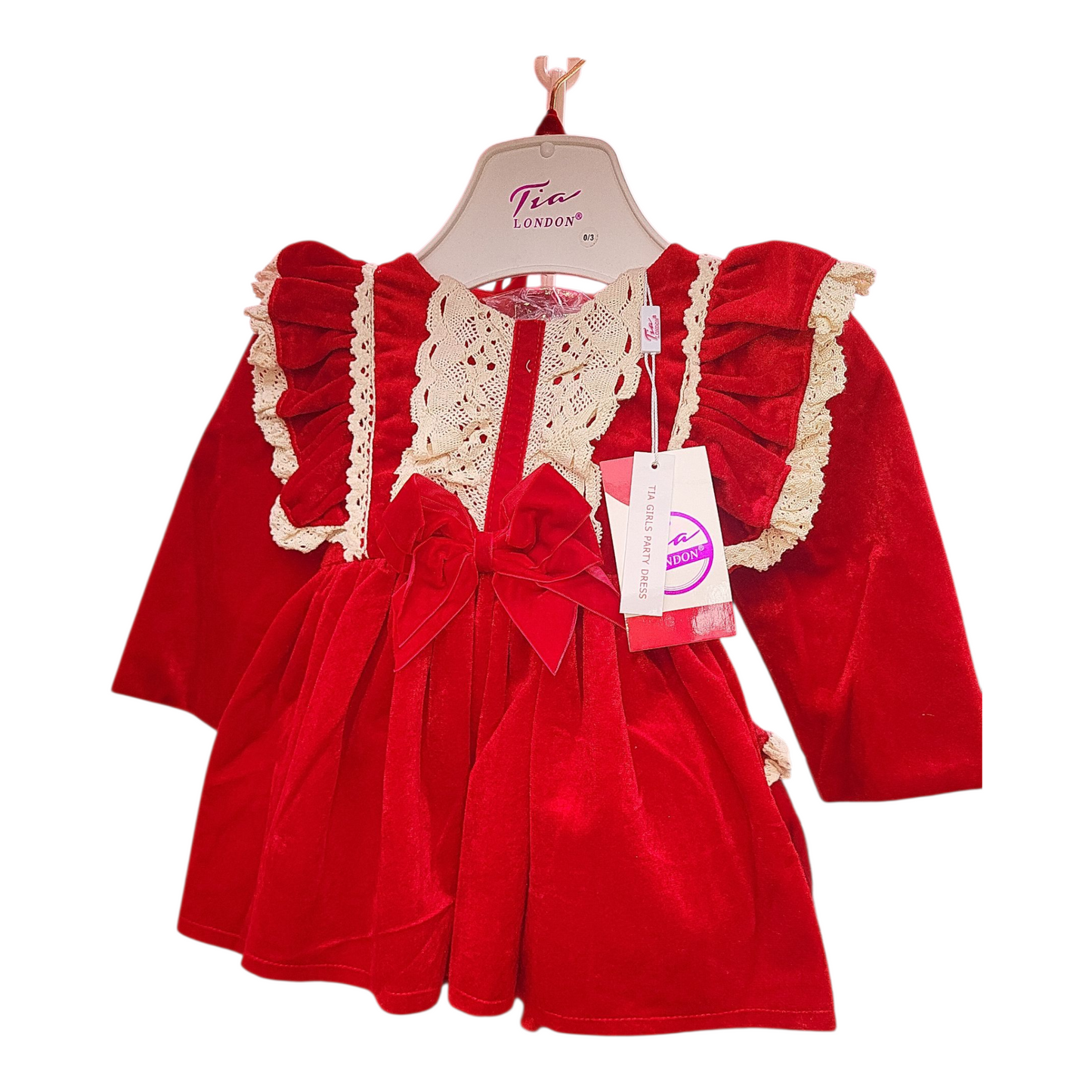 Baby Girls Christmas / Party Dress- Red- 0 to 6 Months