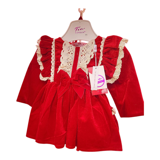 Baby Girls Christmas / Party Dress- Red- 0 to 6 Months